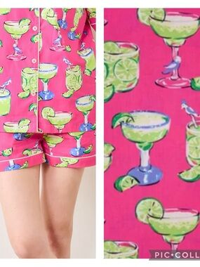 NWT PRINTFRESH Plus Size Fresh Margarita Pajama Short in Cabo Pink
